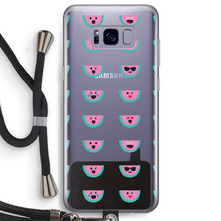 Smiley watermeloenprint: Samsung Galaxy S8 Plus Transparant Hoesje met koord