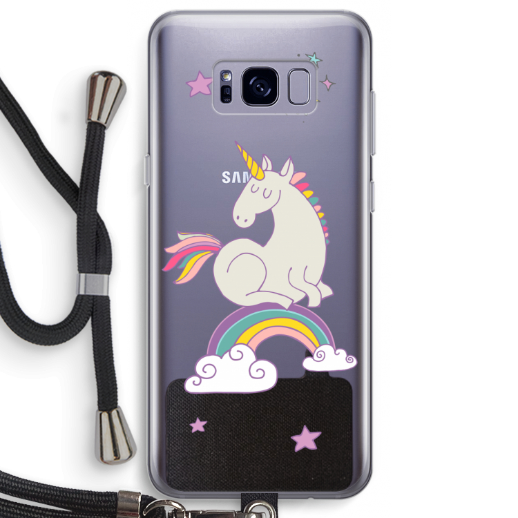 Regenboog eenhoorn: Samsung Galaxy S8 Plus Transparant Hoesje met koord