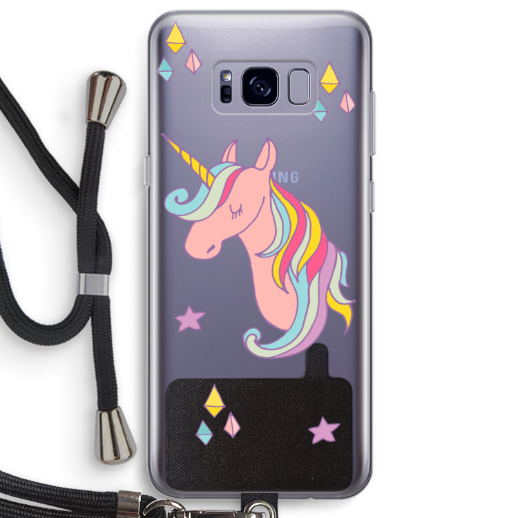 Roze eenhoorn: Samsung Galaxy S8 Plus Transparant Hoesje met koord