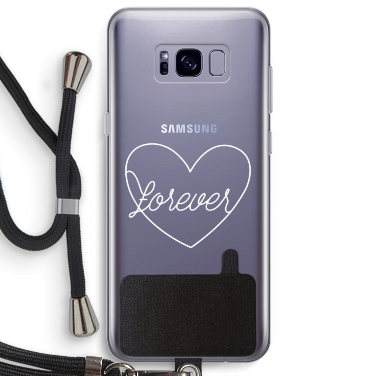 Forever heart pastel: Samsung Galaxy S8 Plus Transparant Hoesje met koord