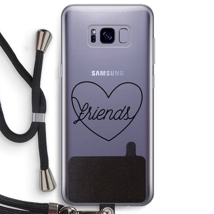 Friends heart black: Samsung Galaxy S8 Plus Transparant Hoesje met koord