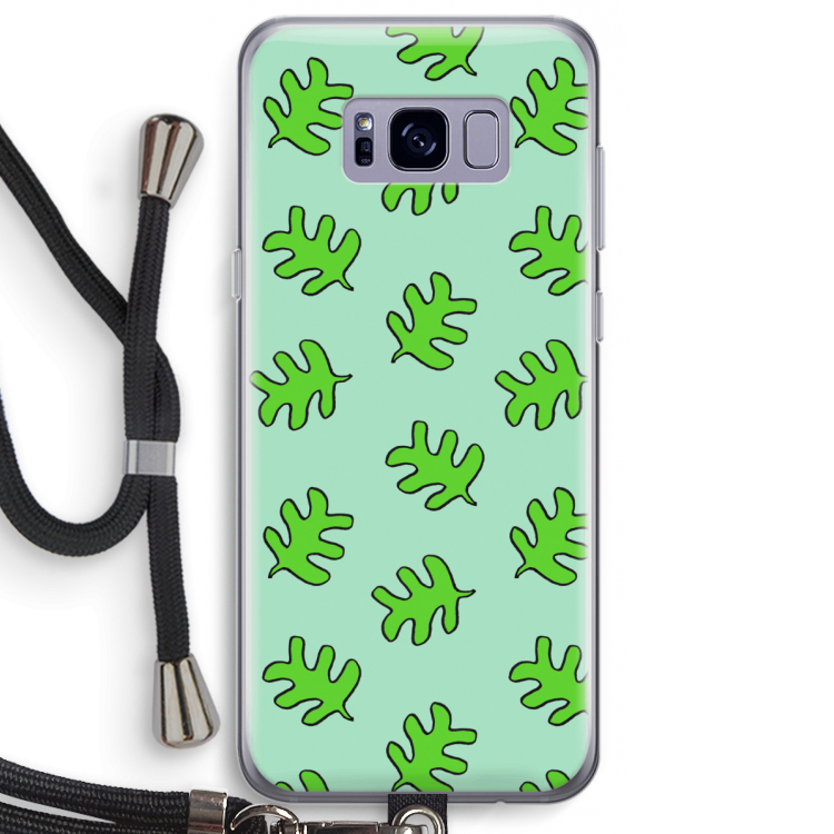 Groene blaadjes: Samsung Galaxy S8 Plus Transparant Hoesje met koord