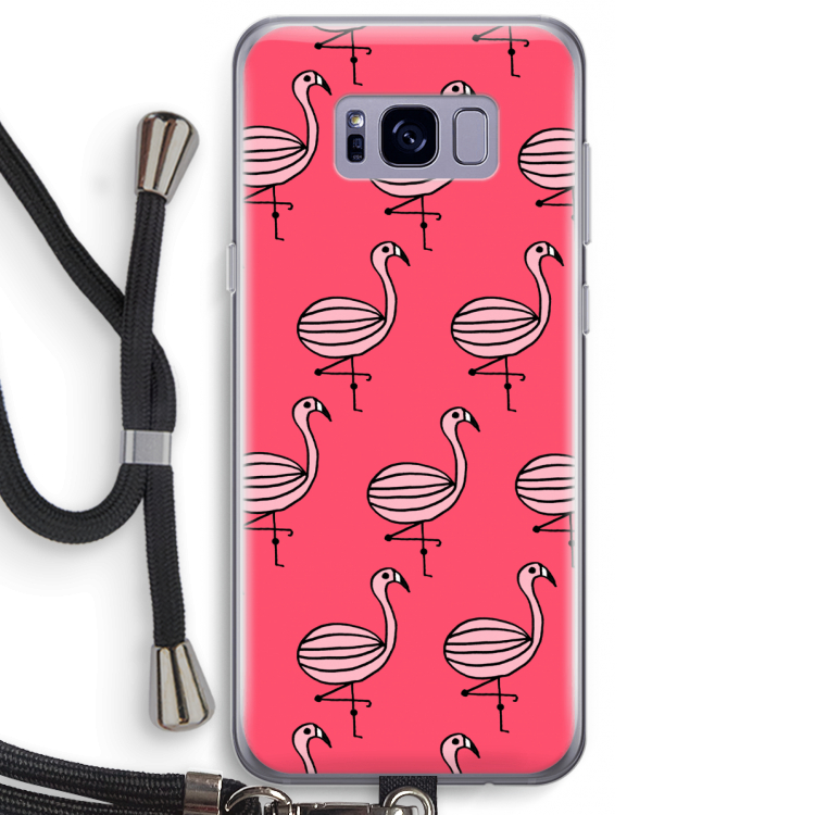Flamingo: Samsung Galaxy S8 Plus Transparant Hoesje met koord