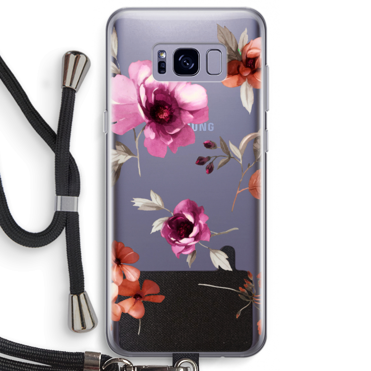 Geschilderde bloemen: Samsung Galaxy S8 Plus Transparant Hoesje met koord