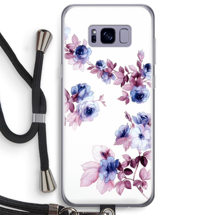 Waterverf bloemen: Samsung Galaxy S8 Plus Transparant Hoesje met koord