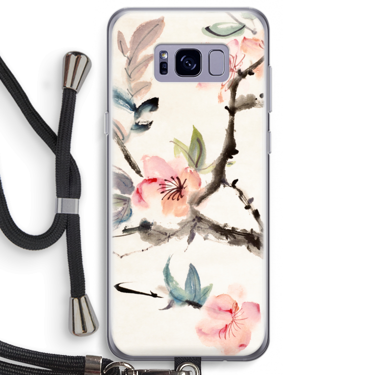 Japanse bloemen: Samsung Galaxy S8 Plus Transparant Hoesje met koord