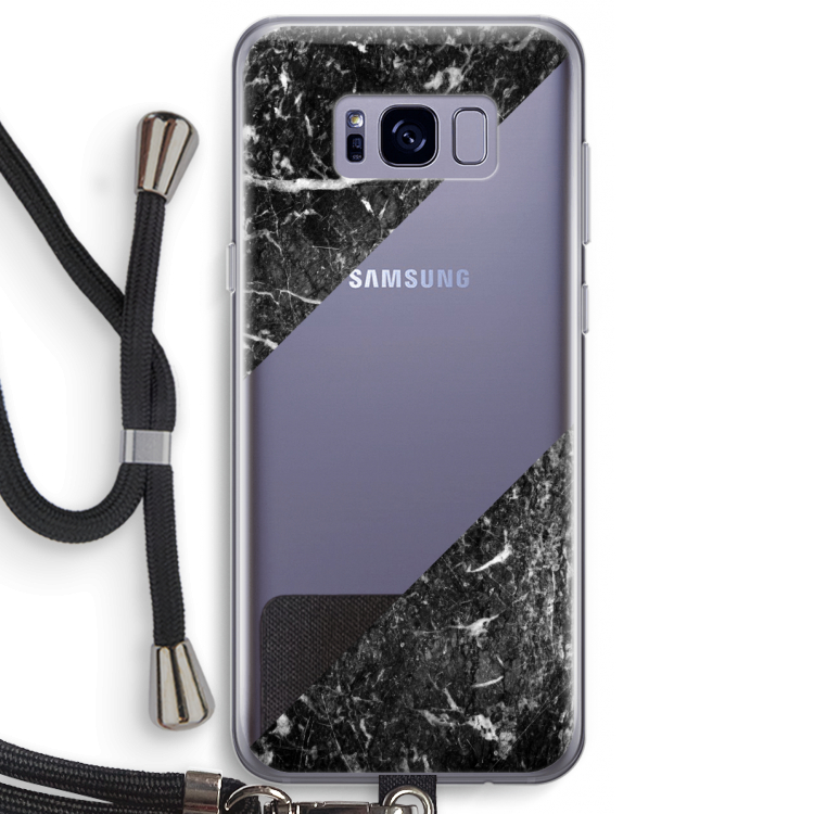 Zwart marmer: Samsung Galaxy S8 Plus Transparant Hoesje met koord