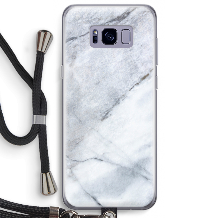 Witte marmer: Samsung Galaxy S8 Plus Transparant Hoesje met koord