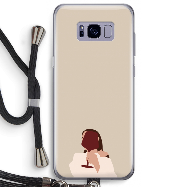 I drink wine: Samsung Galaxy S8 Plus Transparant Hoesje met koord