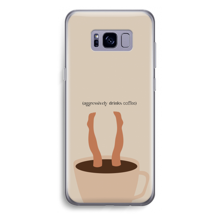 Aggressively drinks coffee: Samsung Galaxy S8 Plus Transparant Hoesje