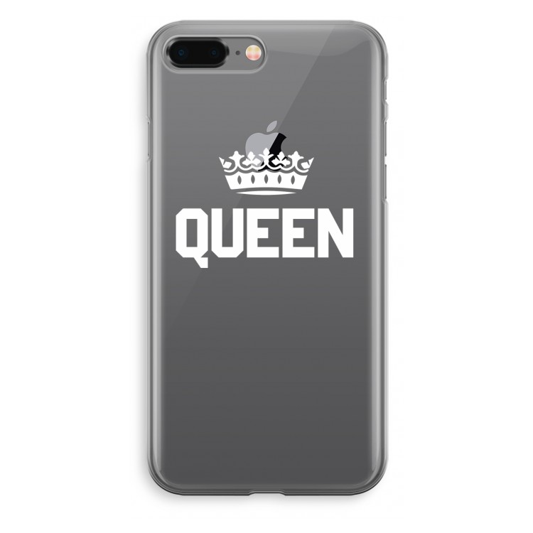 Queen zwart: iPhone 8 Plus Transparant Hoesje