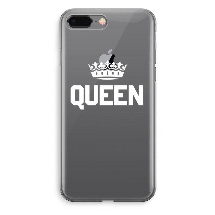 Queen zwart: iPhone 8 Plus Transparant Hoesje