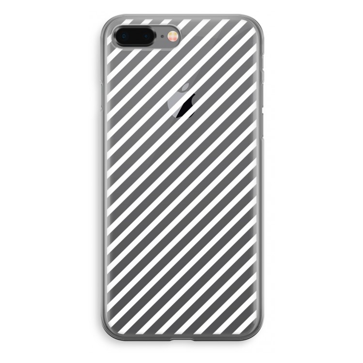Strepen zwart-wit: iPhone 8 Plus Transparant Hoesje