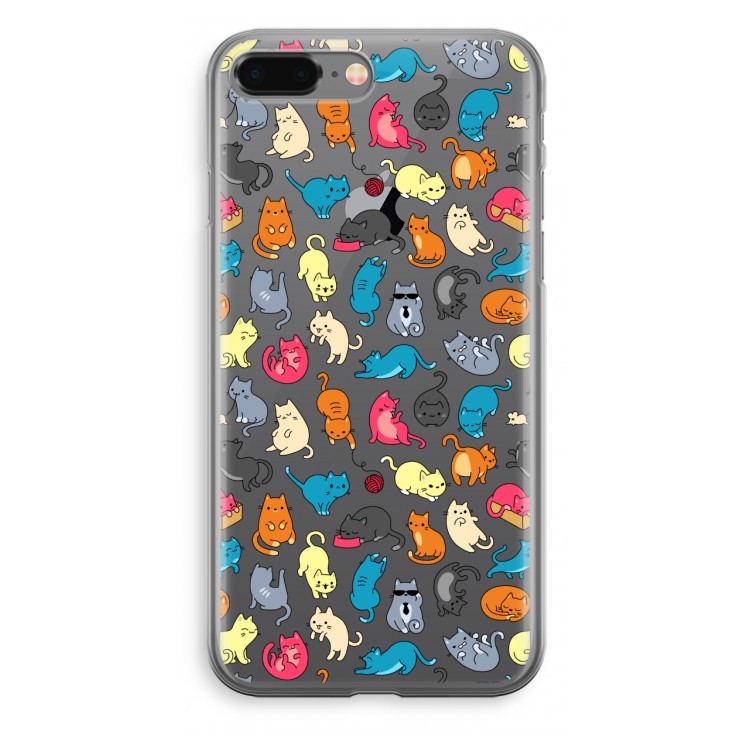 Kleurrijke katten: iPhone 8 Plus Transparant Hoesje