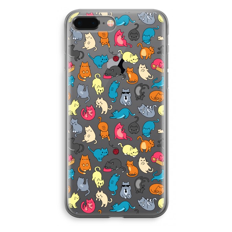 Kleurrijke katten: iPhone 8 Plus Transparant Hoesje