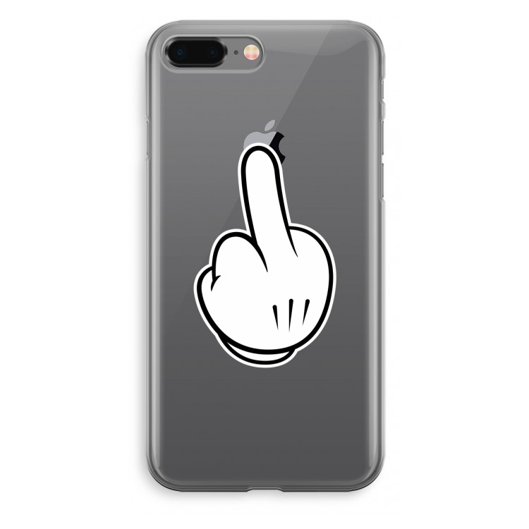 Middle finger white: iPhone 8 Plus Transparant Hoesje