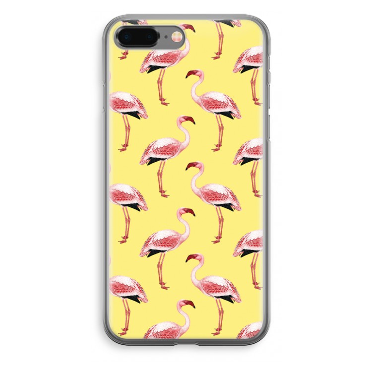 Flamingo's geel: iPhone 8 Plus Transparant Hoesje