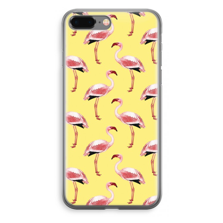 Flamingo's geel: iPhone 8 Plus Transparant Hoesje
