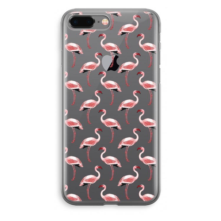 Flamingoprint groen: iPhone 8 Plus Transparant Hoesje