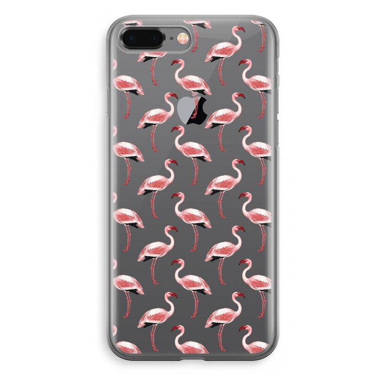 Flamingoprint groen: iPhone 8 Plus Transparant Hoesje