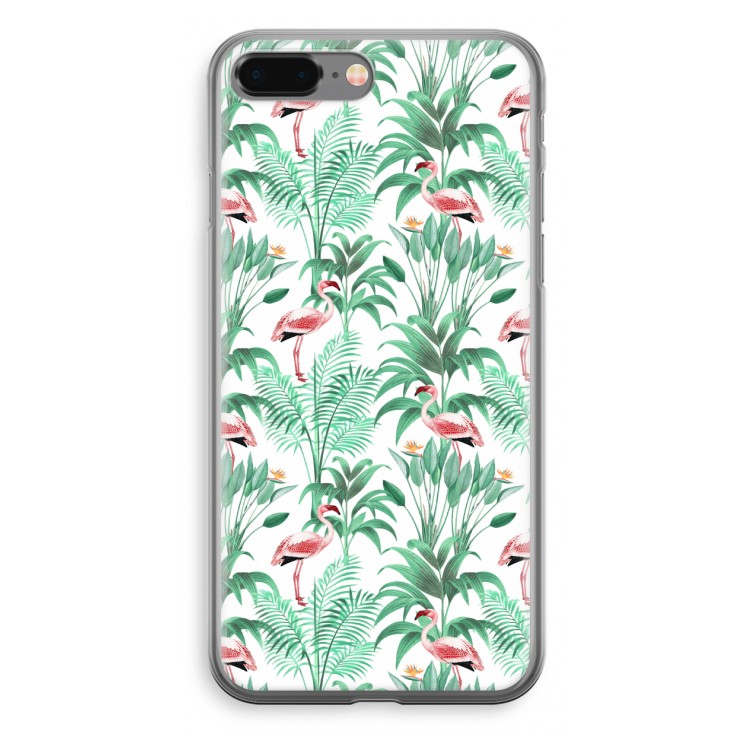 Flamingo bladeren: iPhone 8 Plus Transparant Hoesje