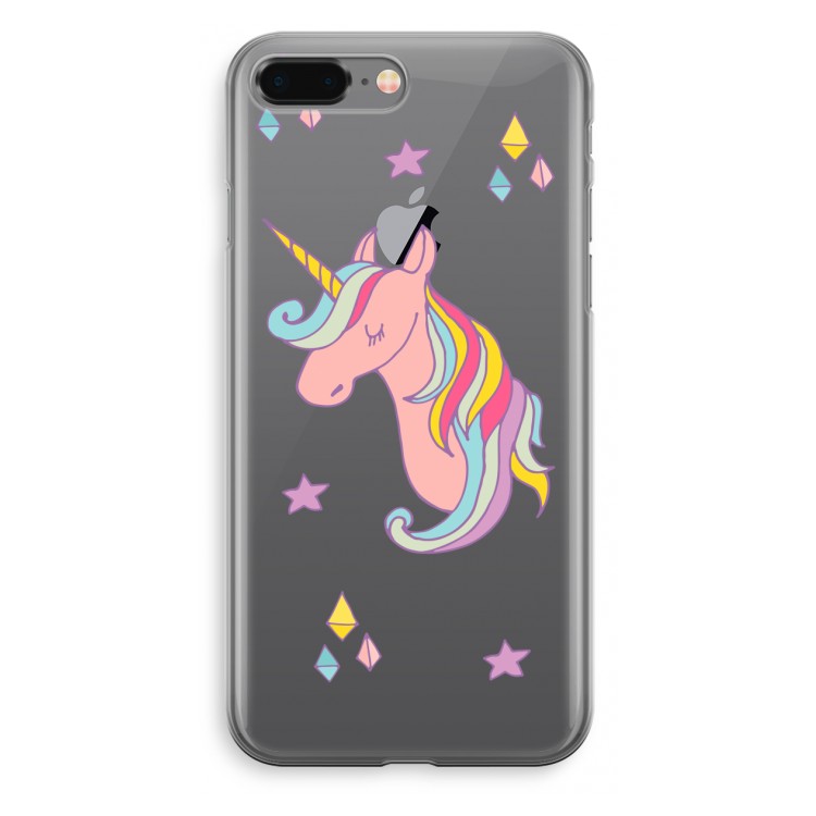 Roze eenhoorn: iPhone 8 Plus Transparant Hoesje