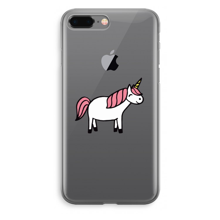 Eenhoorn: iPhone 8 Plus Transparant Hoesje