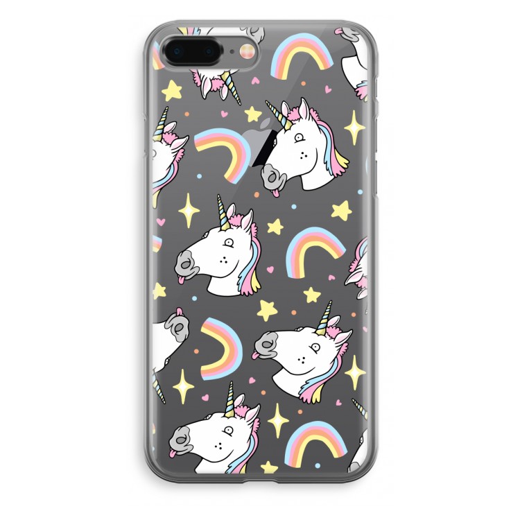 Rainbow Unicorn: iPhone 8 Plus Transparant Hoesje
