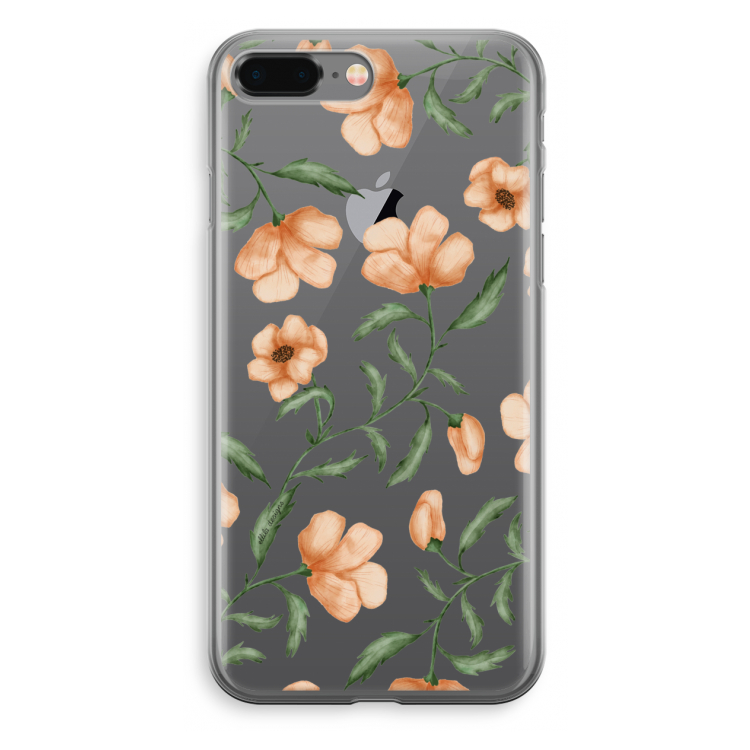 Peachy flowers: iPhone 8 Plus Transparant Hoesje