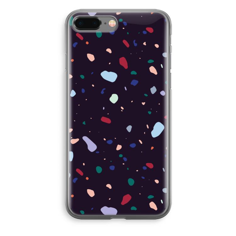 Dark Rounded Terrazzo: iPhone 8 Plus Transparant Hoesje