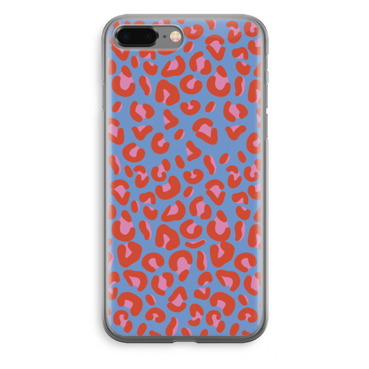 Leopard blue: iPhone 8 Plus Transparant Hoesje