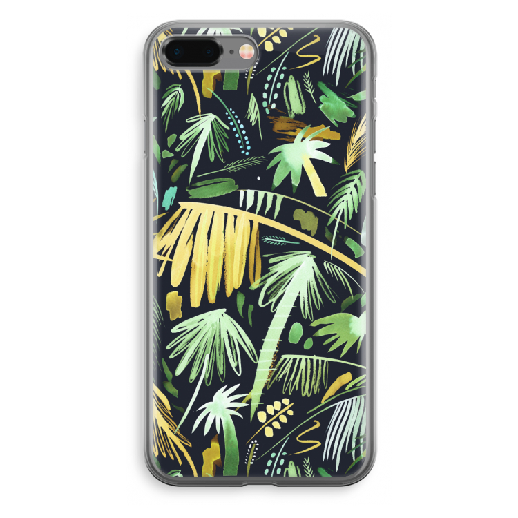 Tropical Palms Dark: iPhone 8 Plus Transparant Hoesje