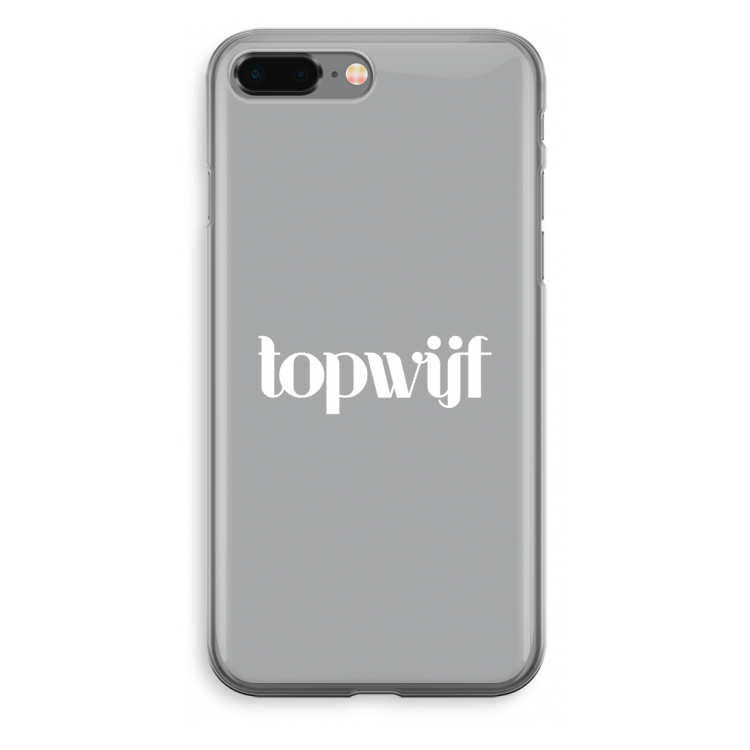 Topwijf Grijs Wit: iPhone 8 Plus Transparant Hoesje