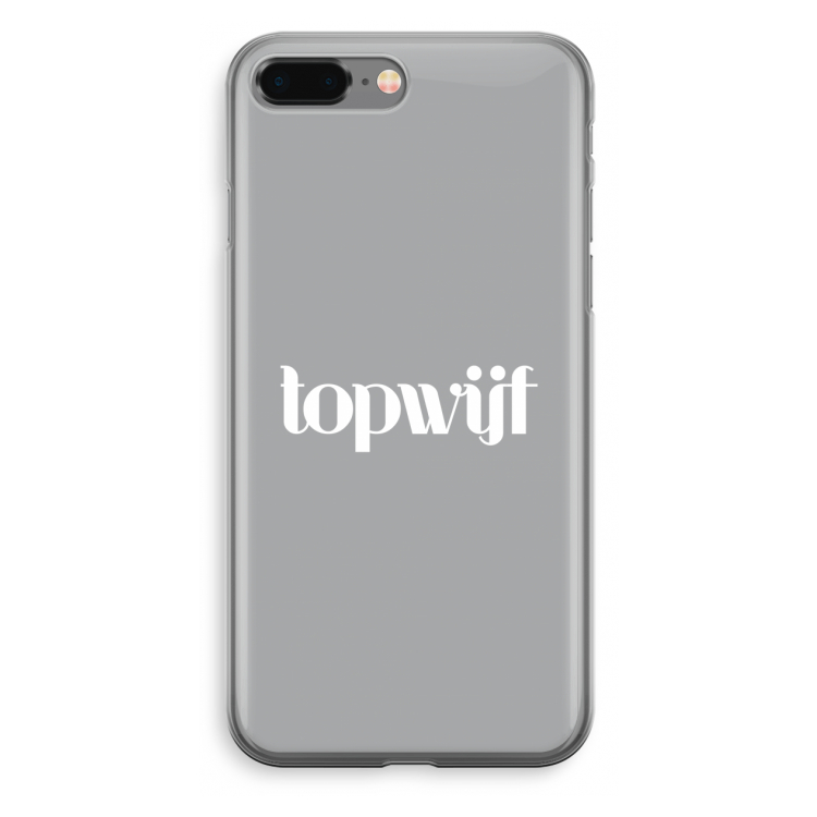Topwijf Grijs Wit: iPhone 8 Plus Transparant Hoesje