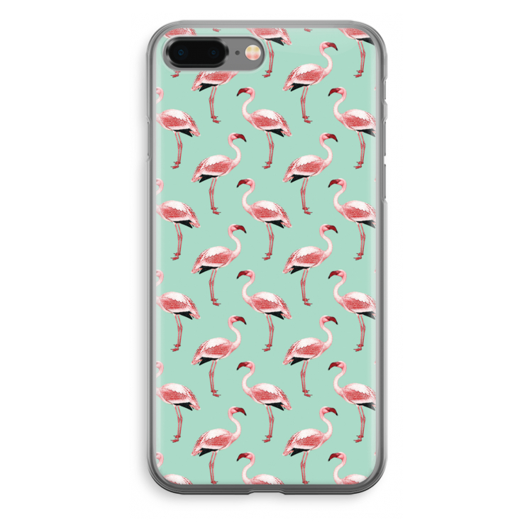 Flamingoprint groen: iPhone 8 Plus Transparant Hoesje