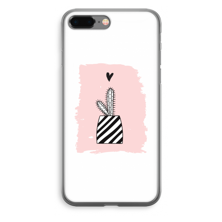Zwart-wit cactus: iPhone 8 Plus Transparant Hoesje