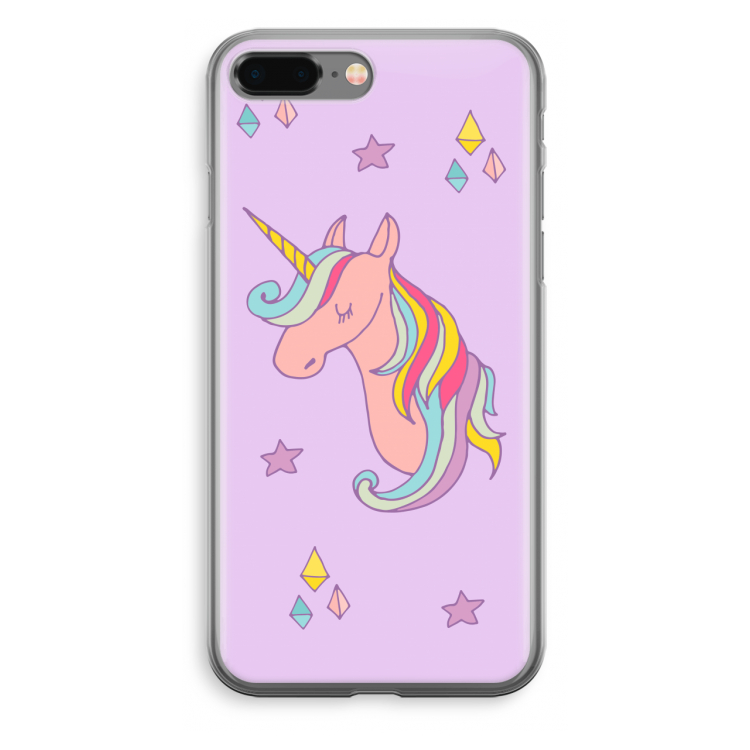 Roze eenhoorn: iPhone 8 Plus Transparant Hoesje