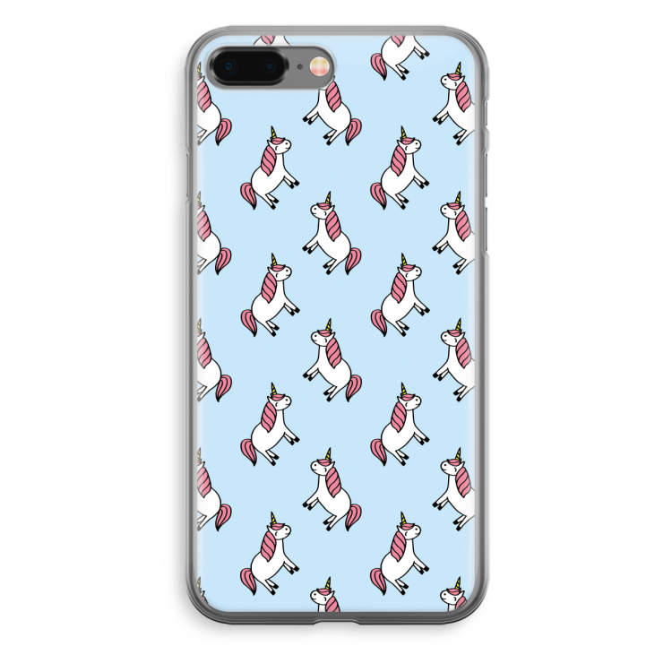 Eenhoorns overal: iPhone 8 Plus Transparant Hoesje