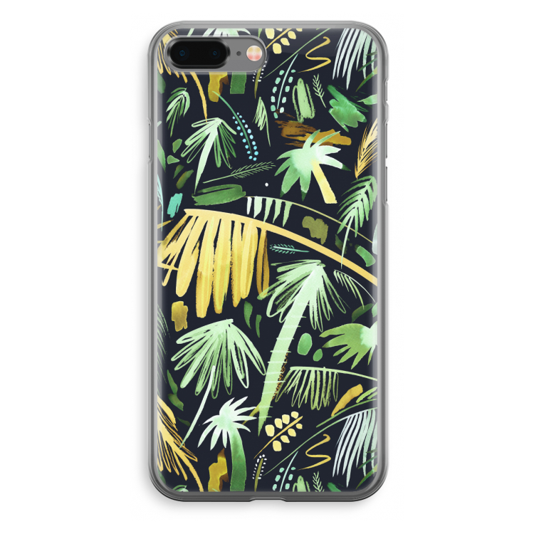 Tropical Palms Dark: iPhone 8 Plus Transparant Hoesje