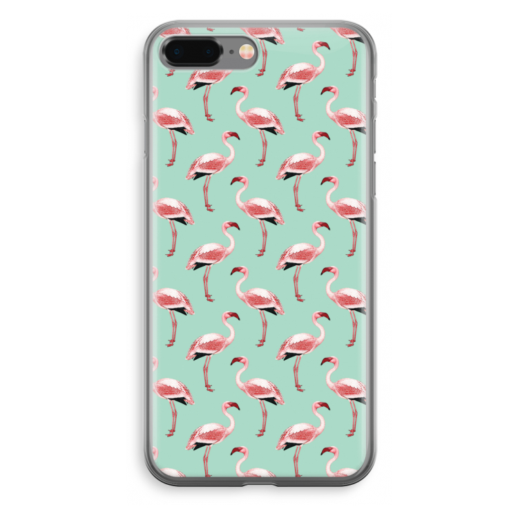 Flamingoprint groen: iPhone 8 Plus Transparant Hoesje