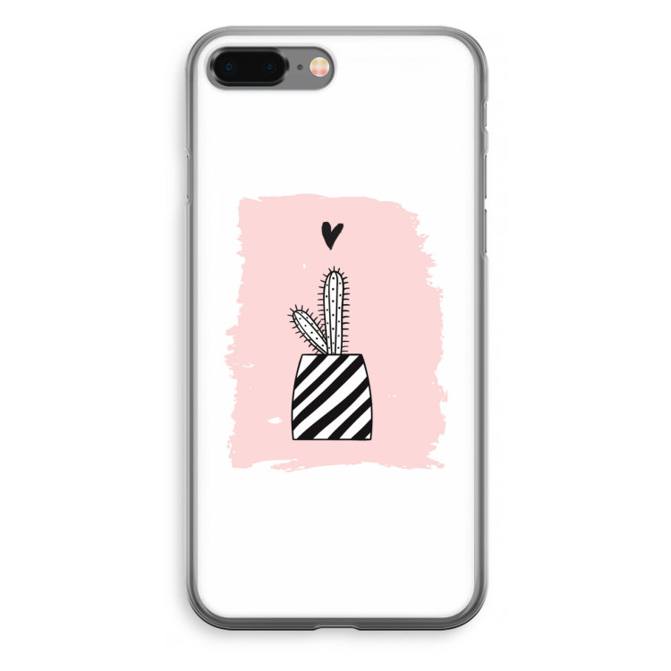 Zwart-wit cactus: iPhone 8 Plus Transparant Hoesje