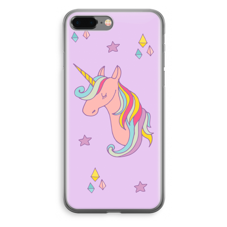 Roze eenhoorn: iPhone 8 Plus Transparant Hoesje
