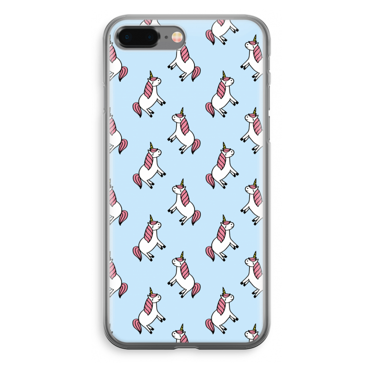Eenhoorns overal: iPhone 8 Plus Transparant Hoesje