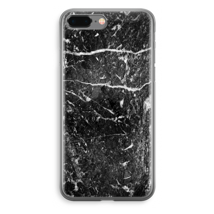 Zwart marmer: iPhone 8 Plus Transparant Hoesje