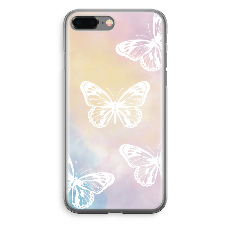 White butterfly: iPhone 8 Plus Transparant Hoesje
