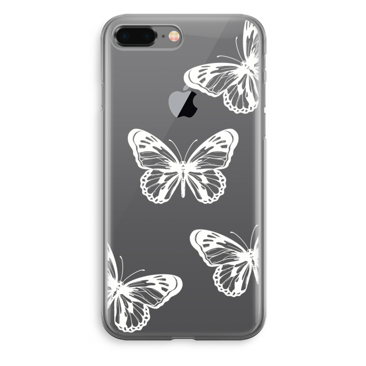 White butterfly: iPhone 8 Plus Transparant Hoesje