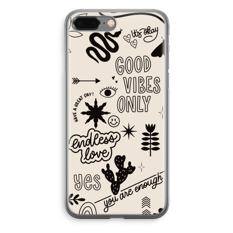 Good vibes: iPhone 8 Plus Transparant Hoesje