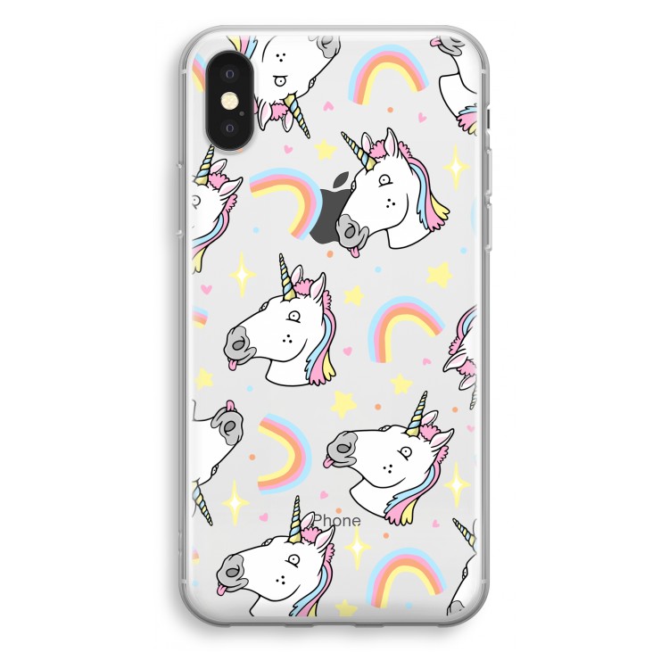 Rainbow Unicorn: iPhone X Transparant Hoesje