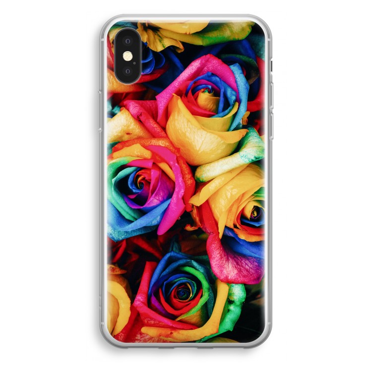 Neon bloemen: iPhone X Transparant Hoesje