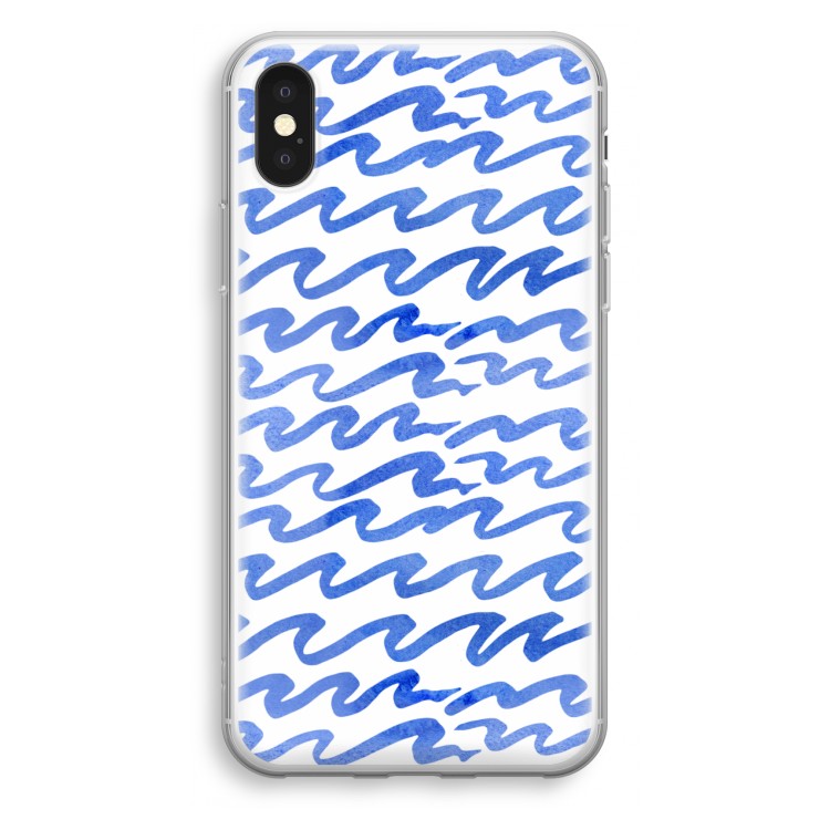 Blauwe golven: iPhone X Transparant Hoesje